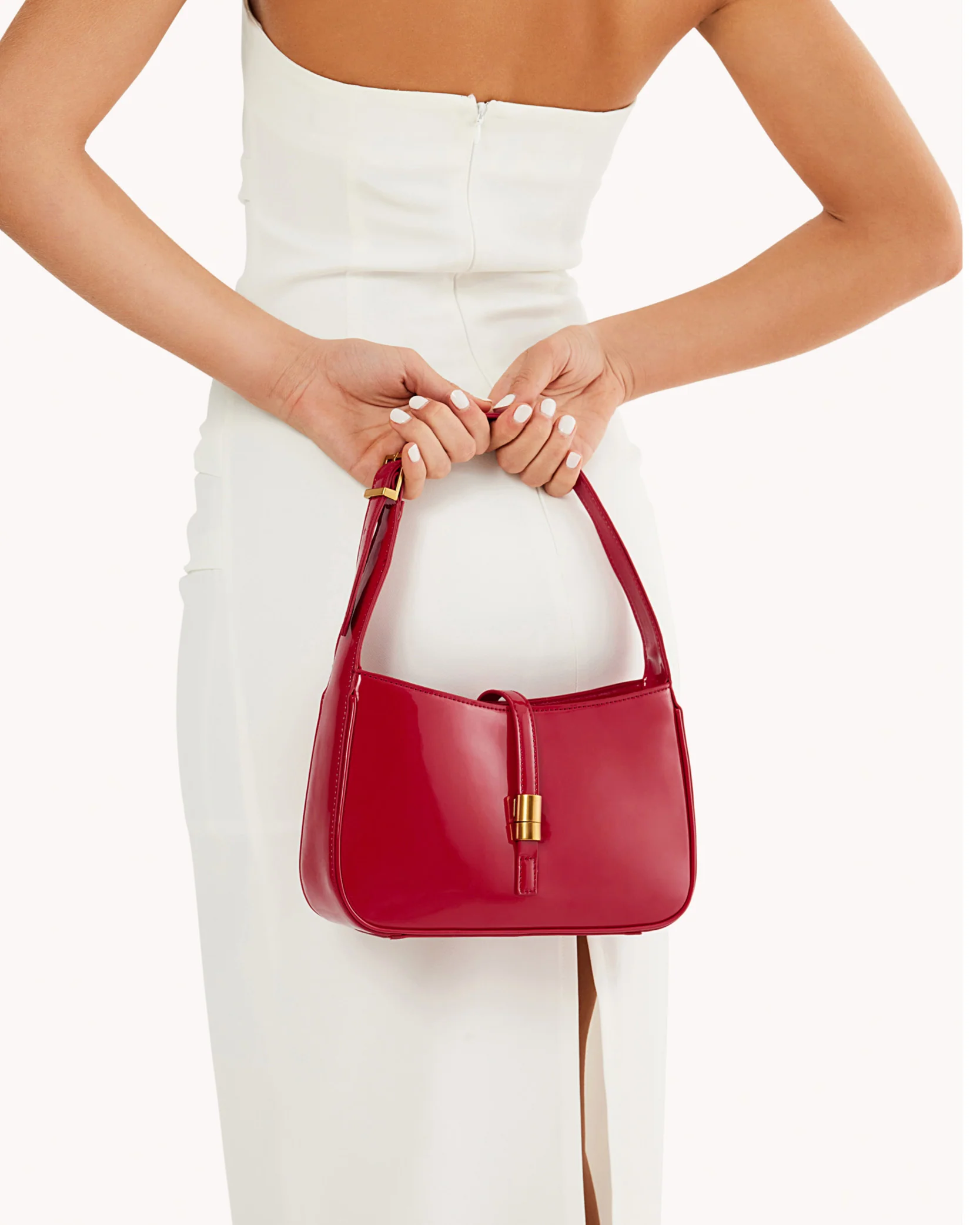 CLARA SHOULDER BAG - SCARLET PATENT - Image 2