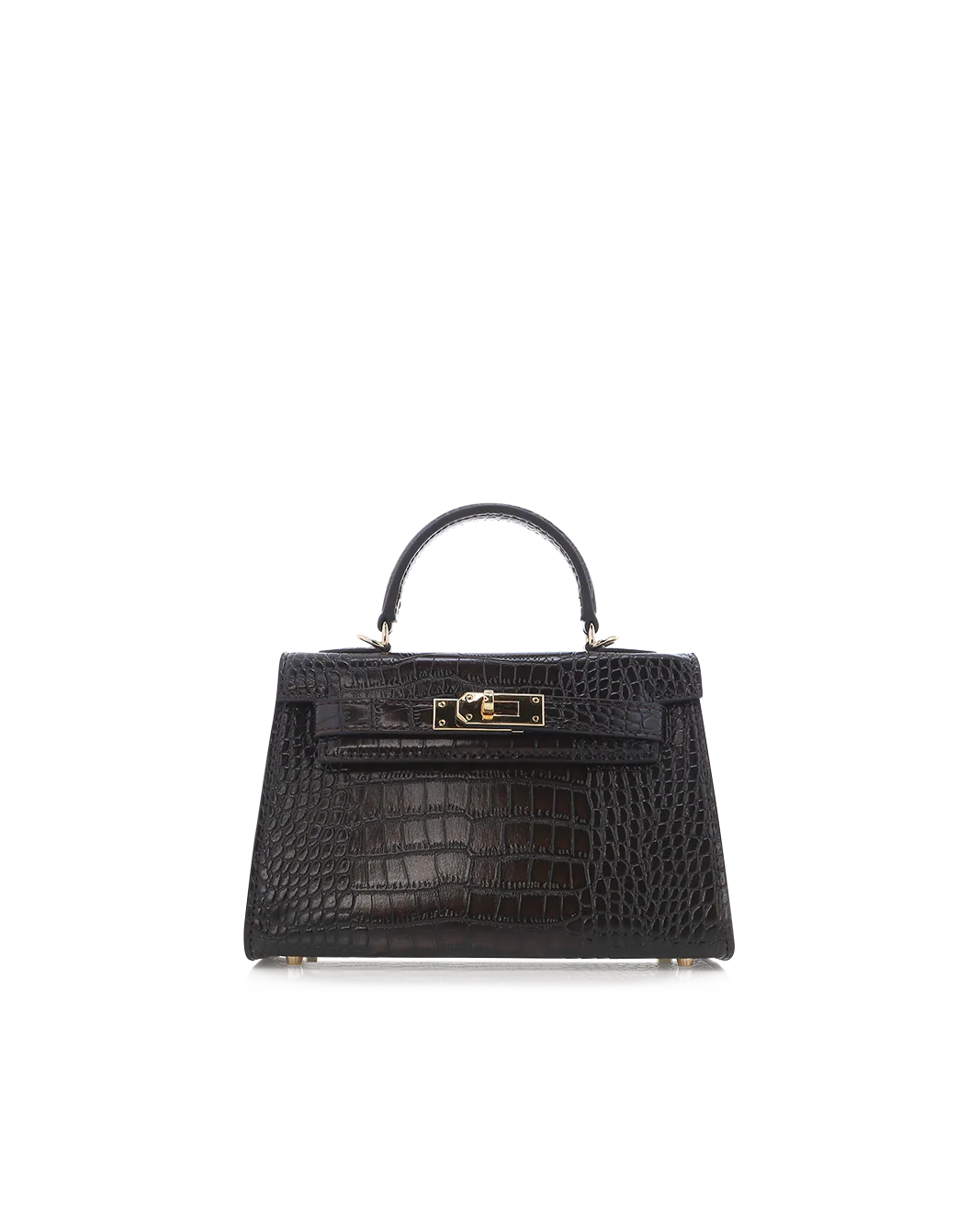 HARIETTE HANDLE BAG - DARK CACAO CROC