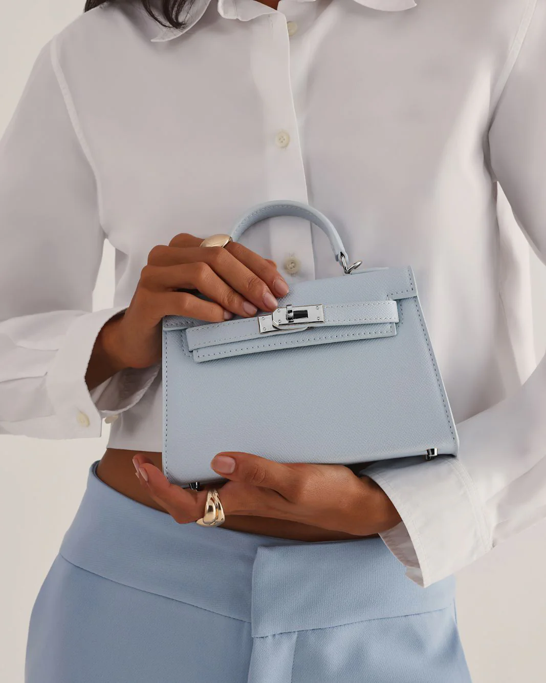 HARIETTE HANDLE BAG - LIGHT BLUE SAFFIANO - Image 2