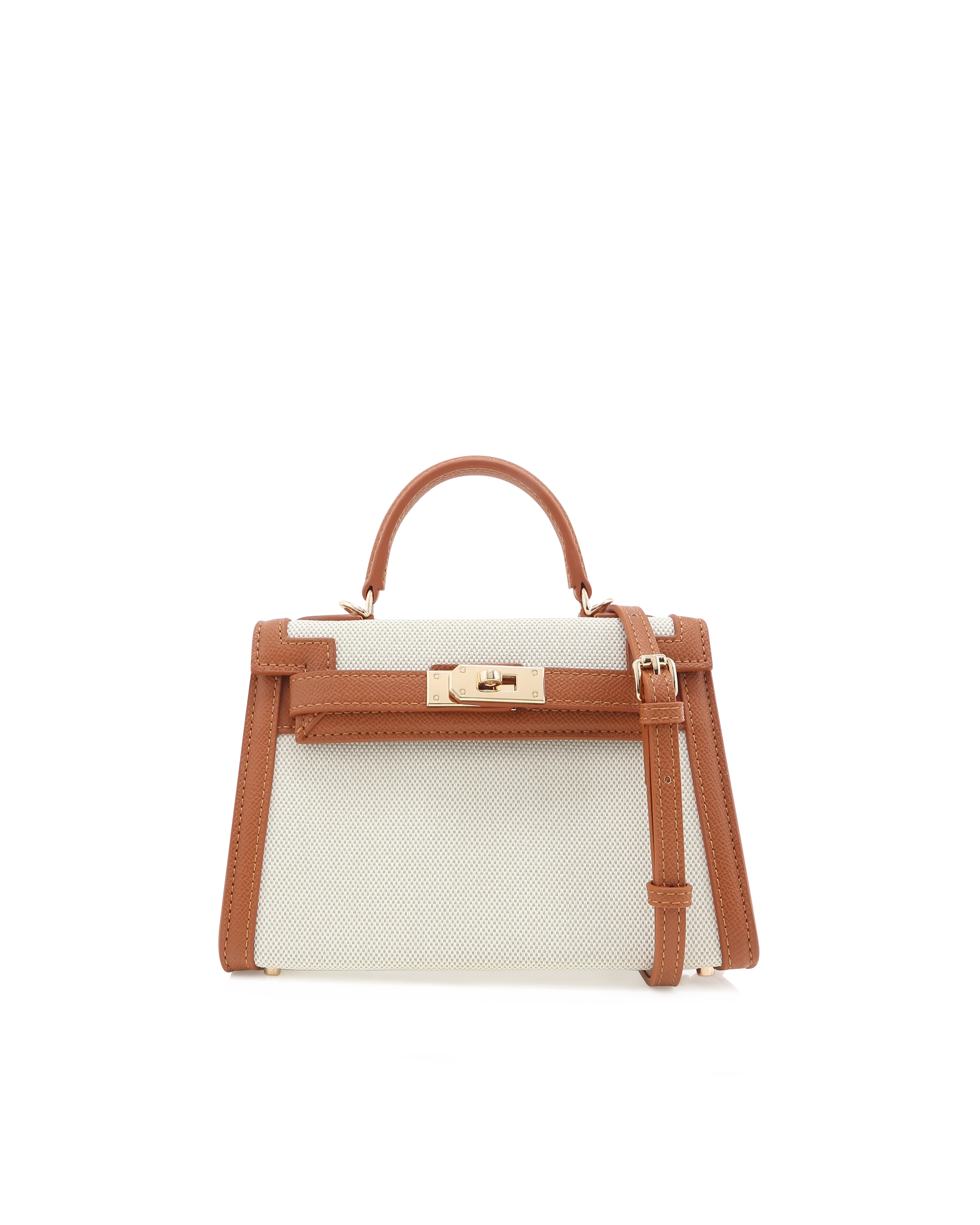 HARIETTE HANDLE BAG - NATURAL LINEN-TAN - Image 3